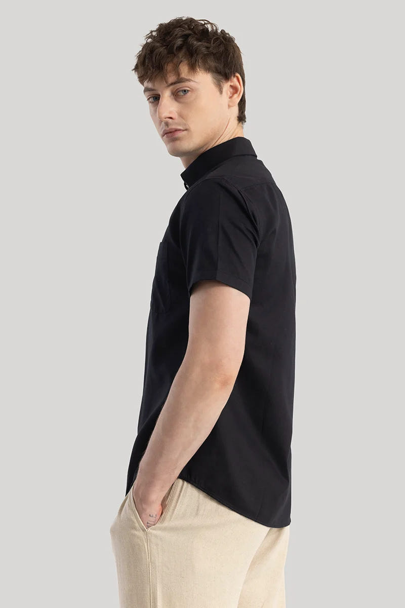 Midnight Black Pure Cotton Shirt in a Refined Elegant Shade