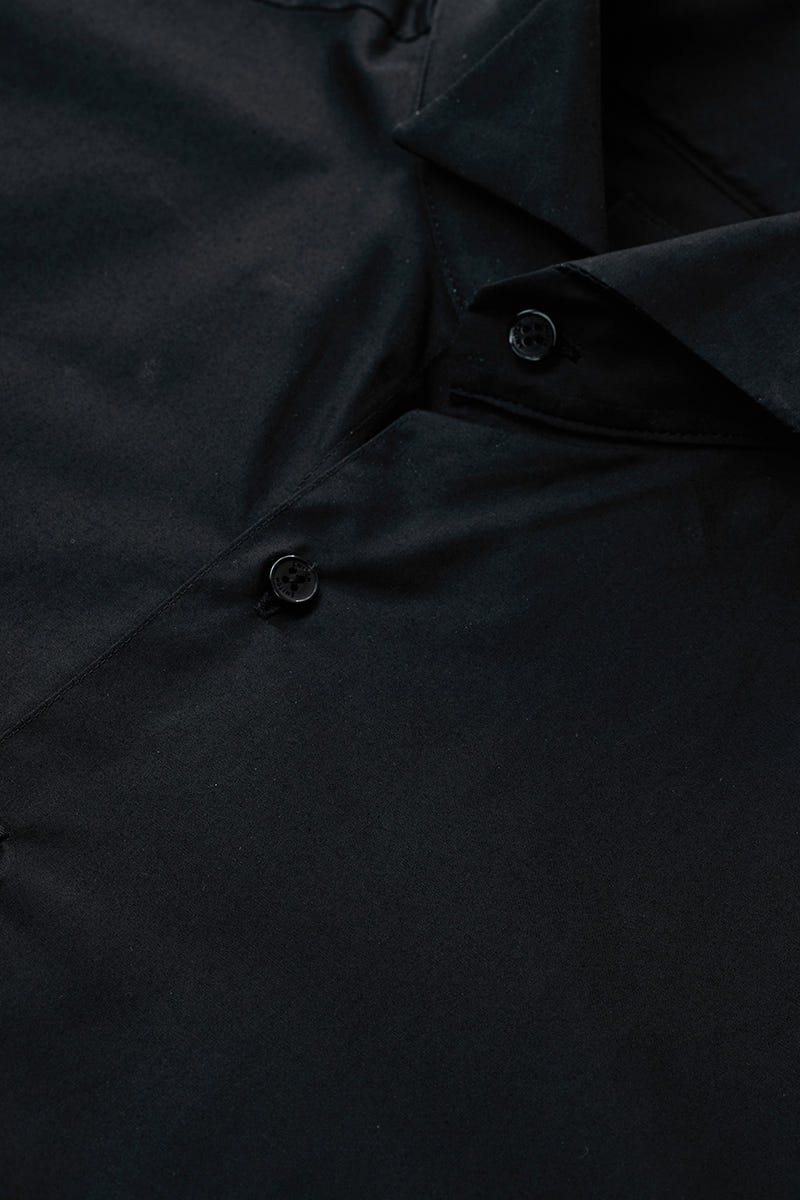 Solid Black Pure Cotton Shirt in a Classic Timeless Shade