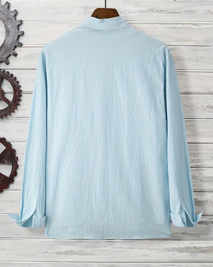Light Blue Solid Cotton Casual Wear Shirt