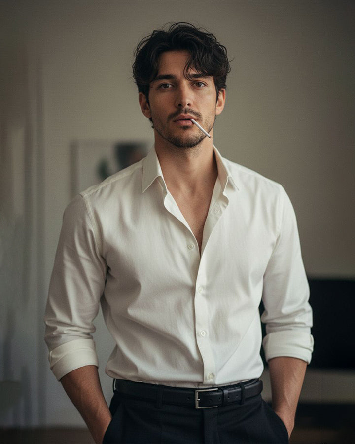 Classic White Checkered Comfort-Fit Breathable Cotton Shirt