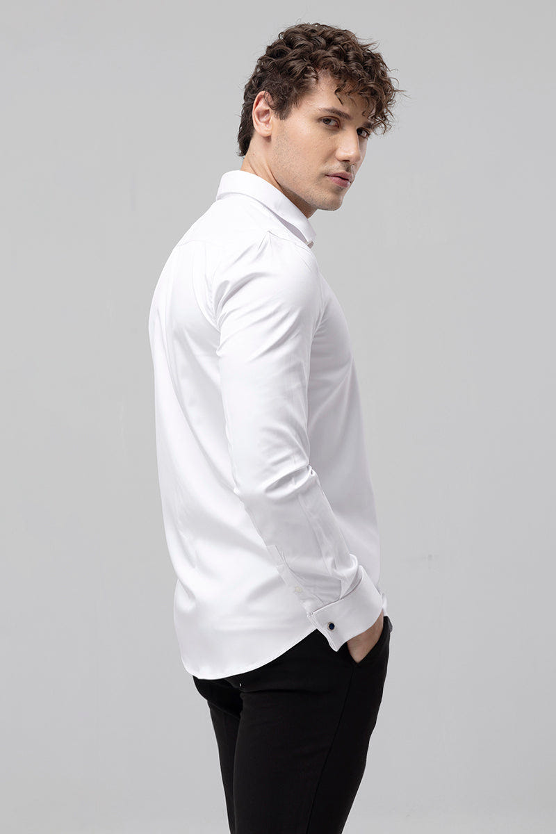 White Comfort-Fit Cotton Shirt for Office Wear