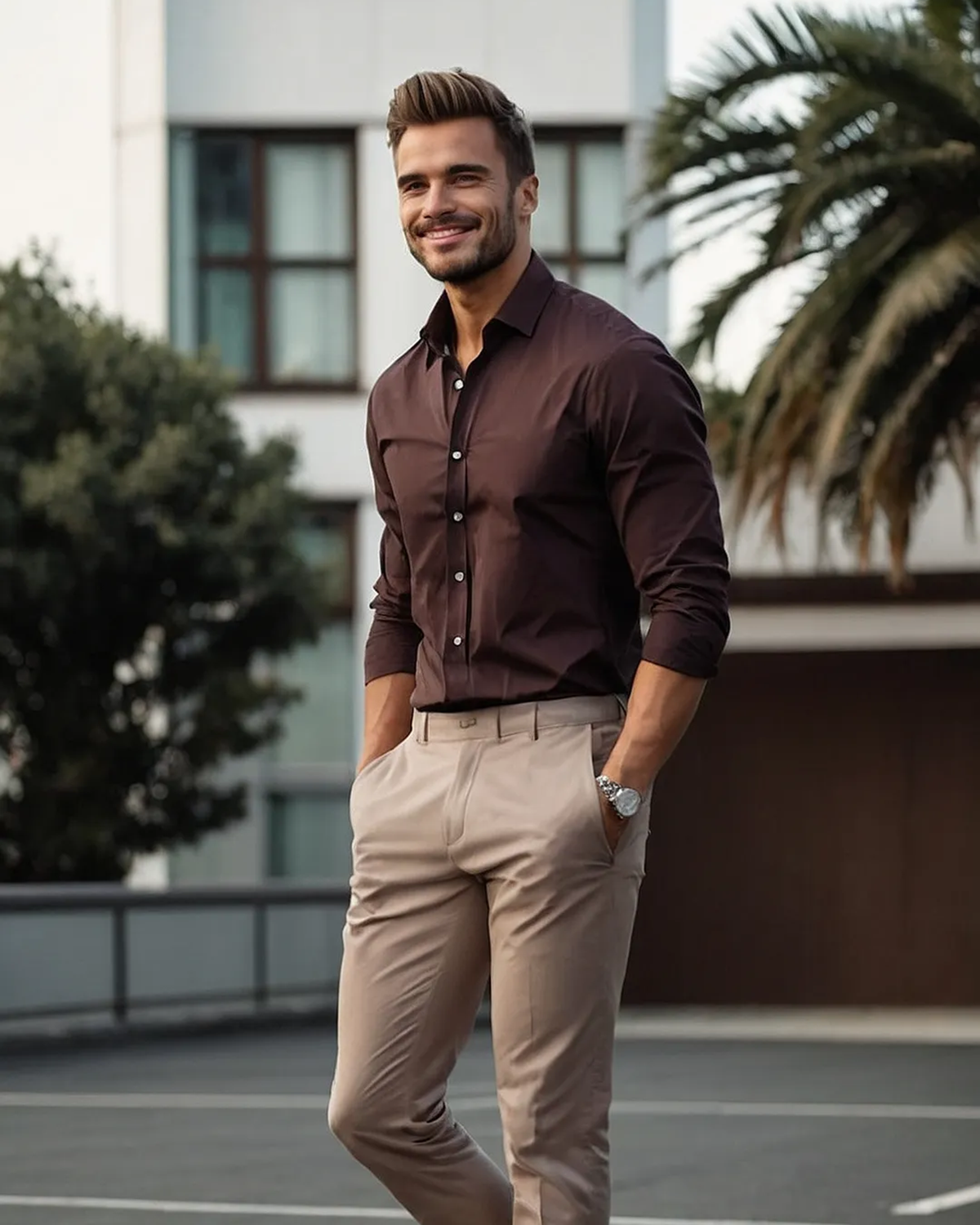 Solid Brown Cotton Shirt with Comfortable Full Sleeves