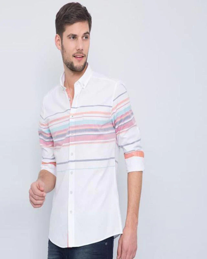 White Color Cotton Printed Shirt