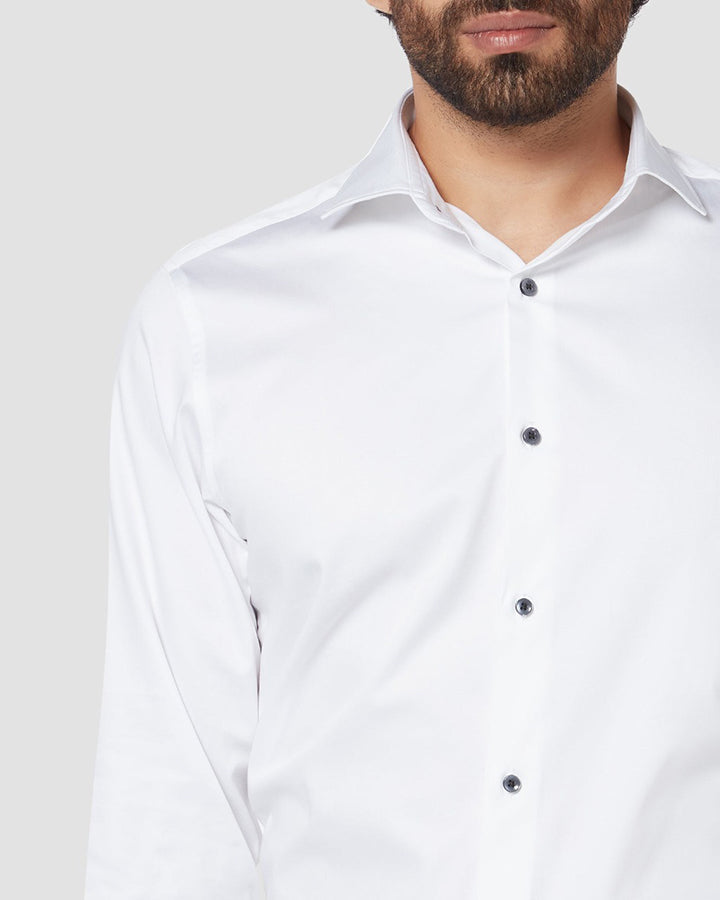 White Colored Cotton Full Sleeve Solid Shirt