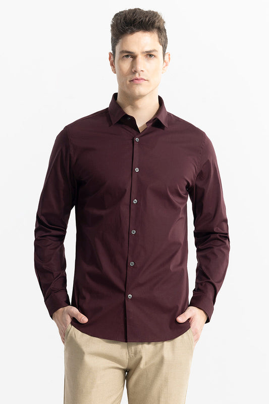 Terra Maroon Premium Cotton Full-Sleeve Shirt with a Warm Refined Shade