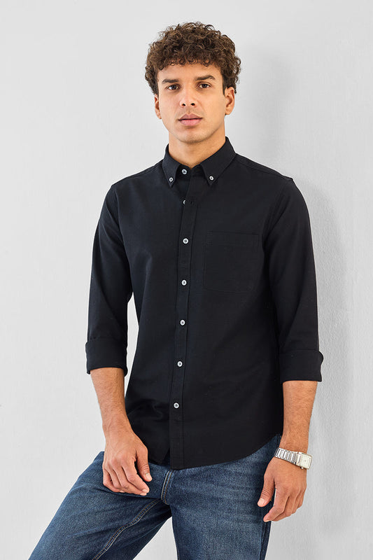 Stellar Black Premium Cotton Full-Sleeve Shirt with a Clean Refined Tone