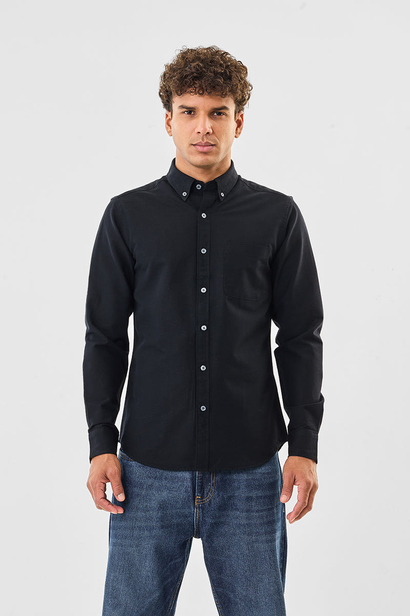 Stellar Black Premium Cotton Full-Sleeve Shirt with a Clean Refined Tone