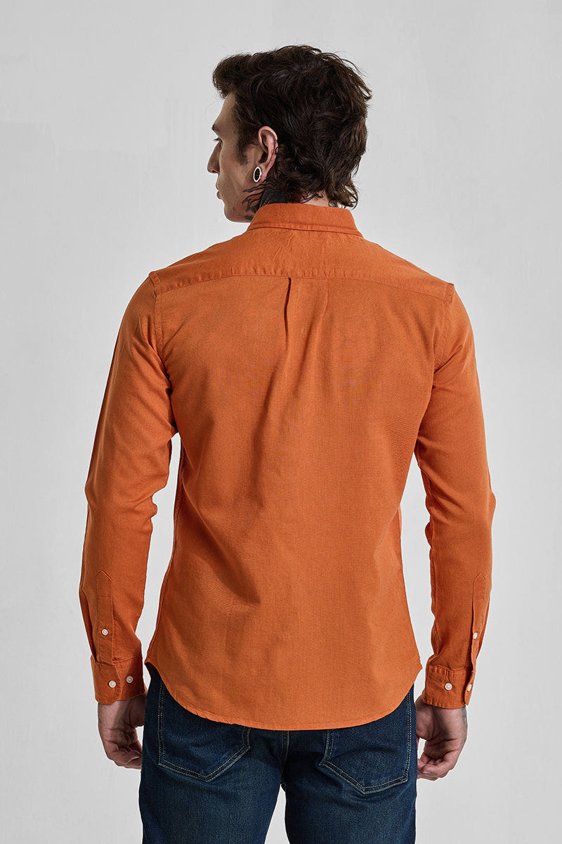 Warm Ember Rust Full-Sleeve Cotton Shirt in a Rich Subtle Tone