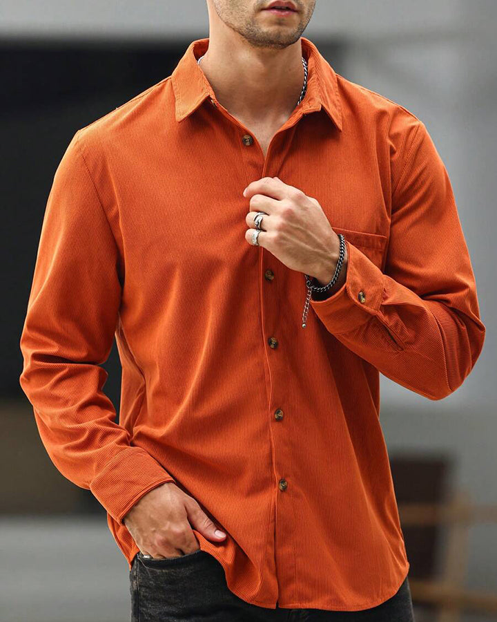 Men's Rust Orange Cotton Solid Shirt