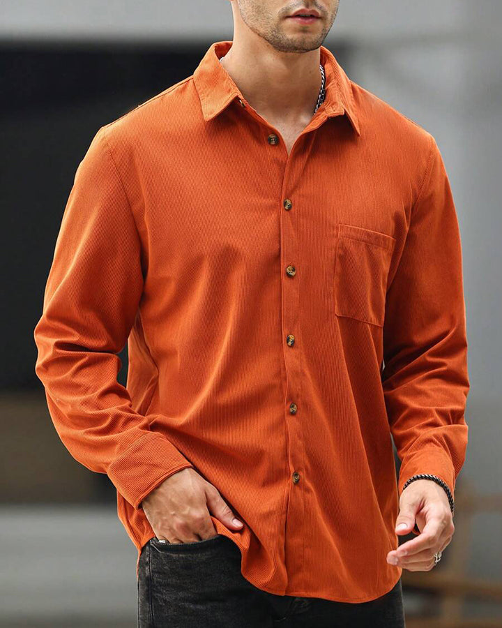 Men's Rust Orange Cotton Solid Shirt