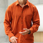 Men's Rust Orange Cotton Solid Shirt