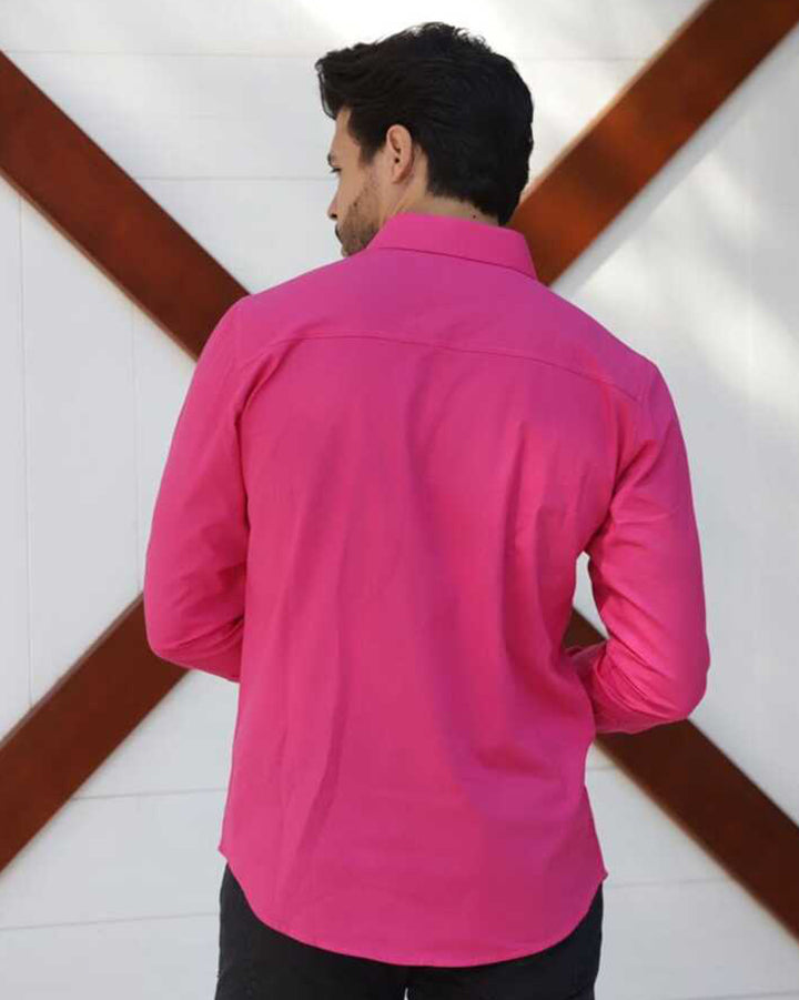 Classic Pink Colored Cotton Plain Shirt