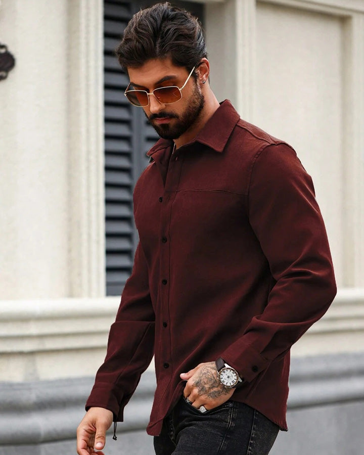 Premium Wine Colored Cotton Shirt