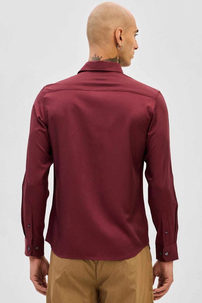 Merlot Maroon Premium Cotton Full-Sleeve Shirt with a Smooth Finish