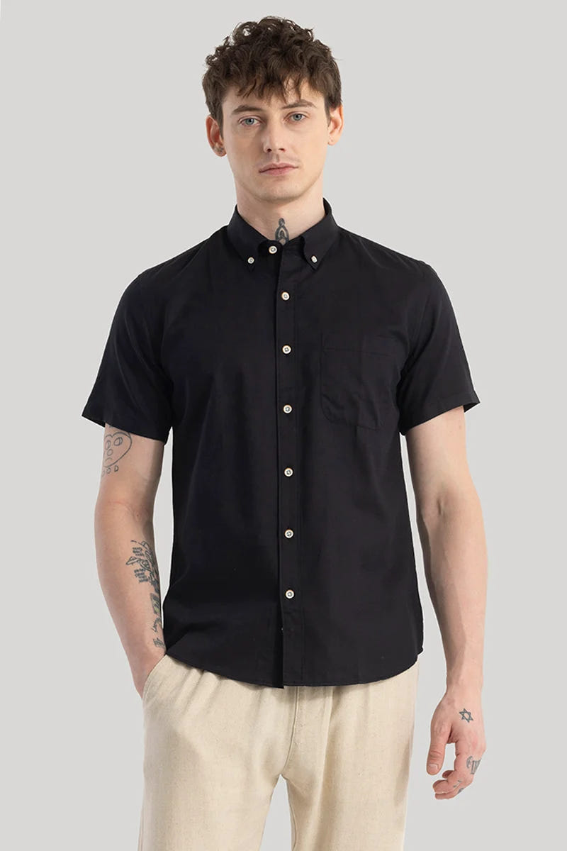 Midnight Black Pure Cotton Shirt in a Refined Elegant Shade