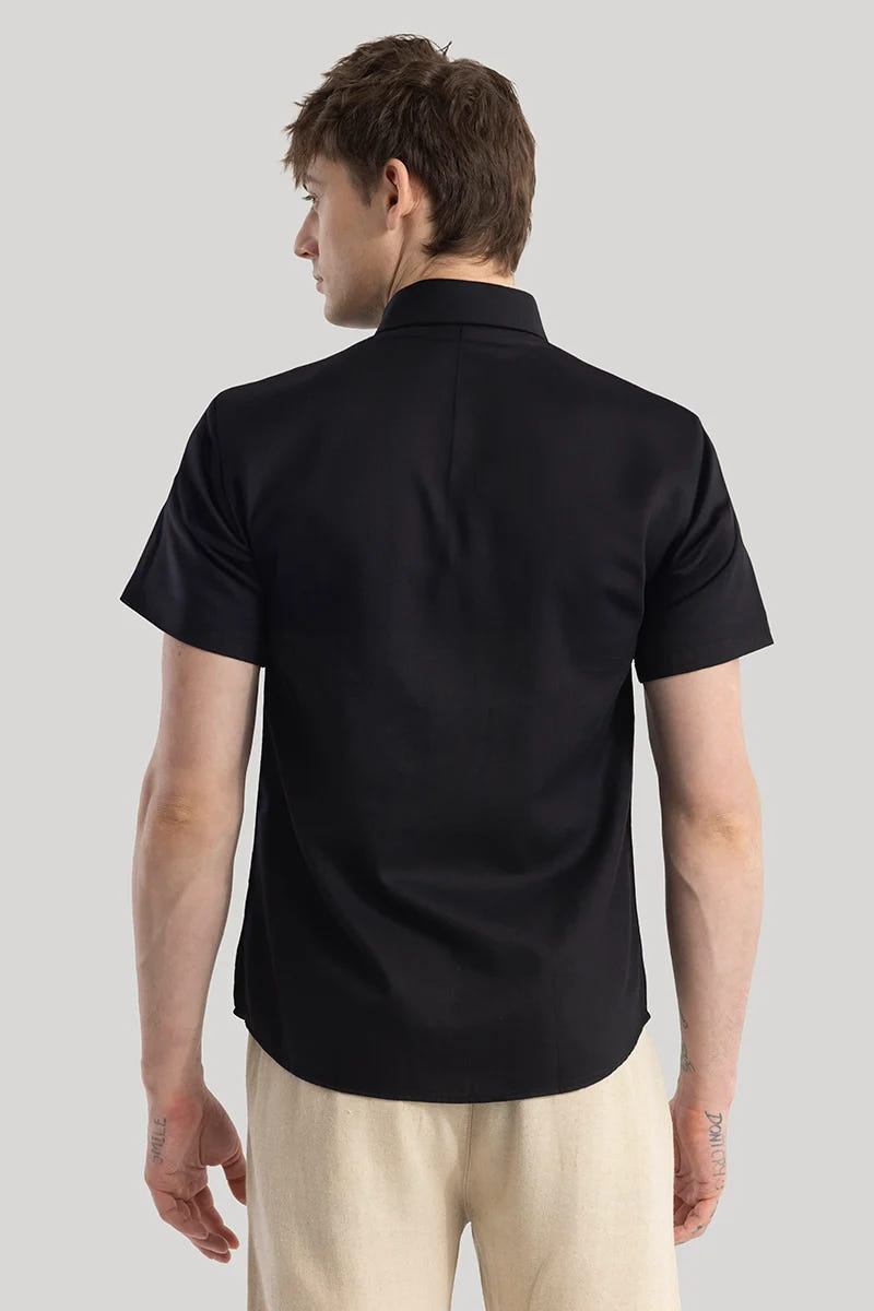 Midnight Black Pure Cotton Shirt in a Refined Elegant Shade
