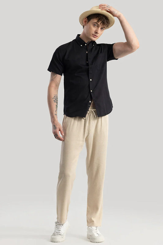Midnight Black Pure Cotton Shirt in a Refined Elegant Shade
