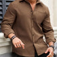 Dark Brown Cotton Long-Sleeve Shirt for Effortless Style