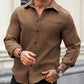 Dark Brown Cotton Long-Sleeve Shirt for Effortless Style