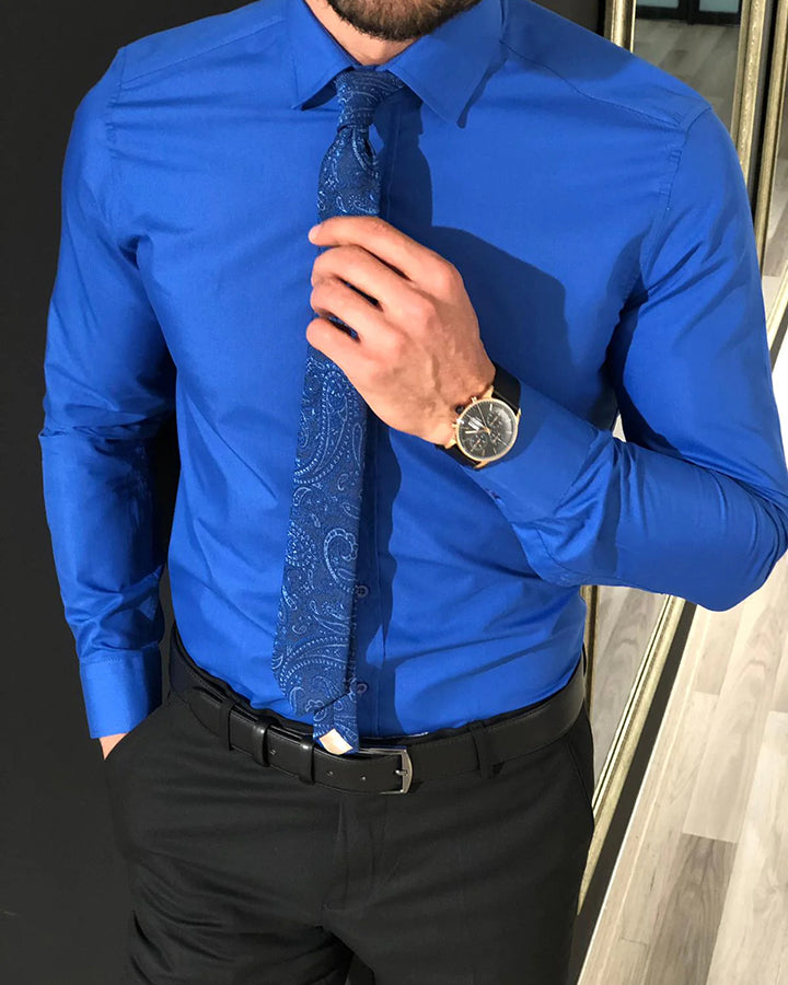 Attractive Navy Blue Colored Cotton Shirt