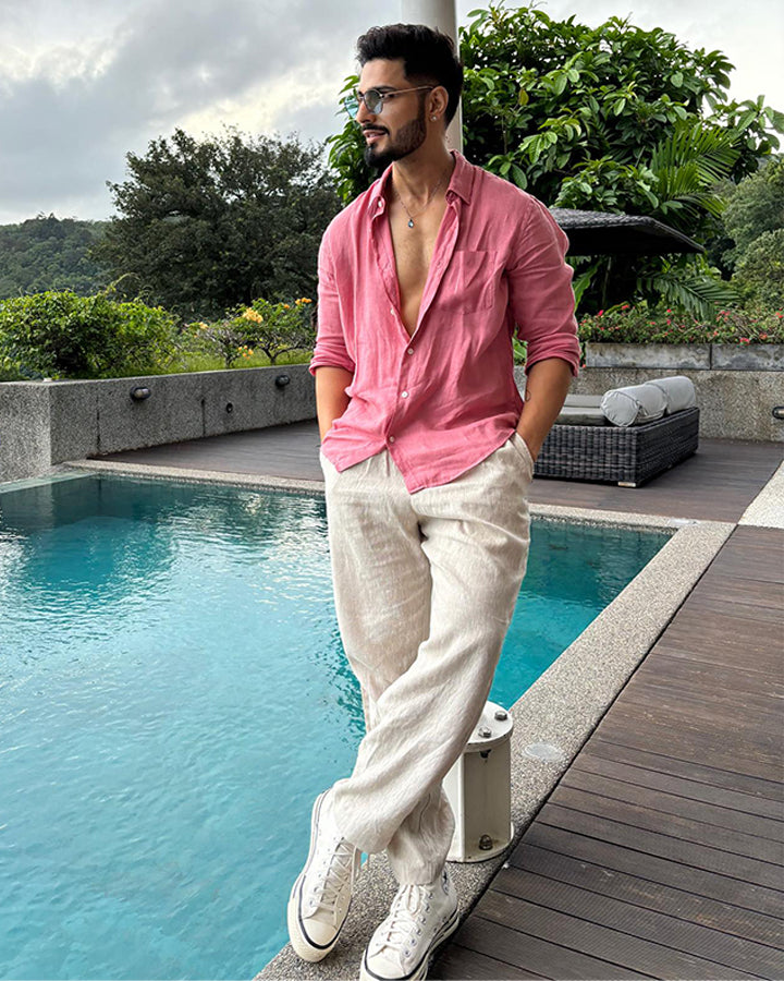 Light Pink Comfort-Fit Cotton Shirt