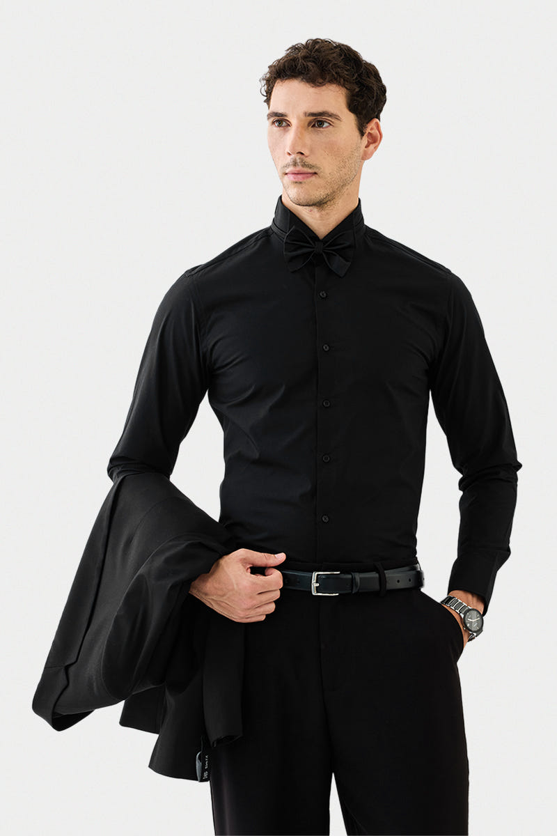 Solid Black Pure Cotton Shirt in a Classic Timeless Shade
