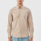 Beige Essence Full-Sleeve Cotton Shirt in a Smooth Timeless Tone