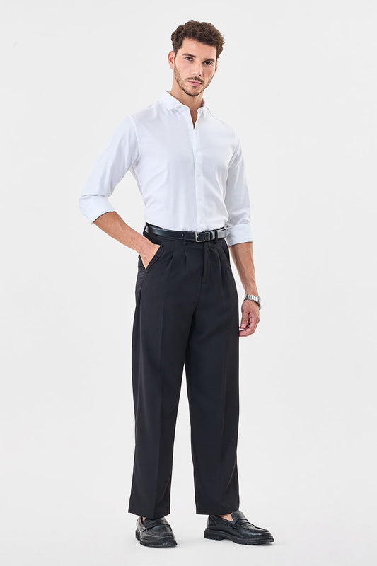 Bright White Premium Cotton Full-Sleeve Shirt with a Smooth Elegant Hue