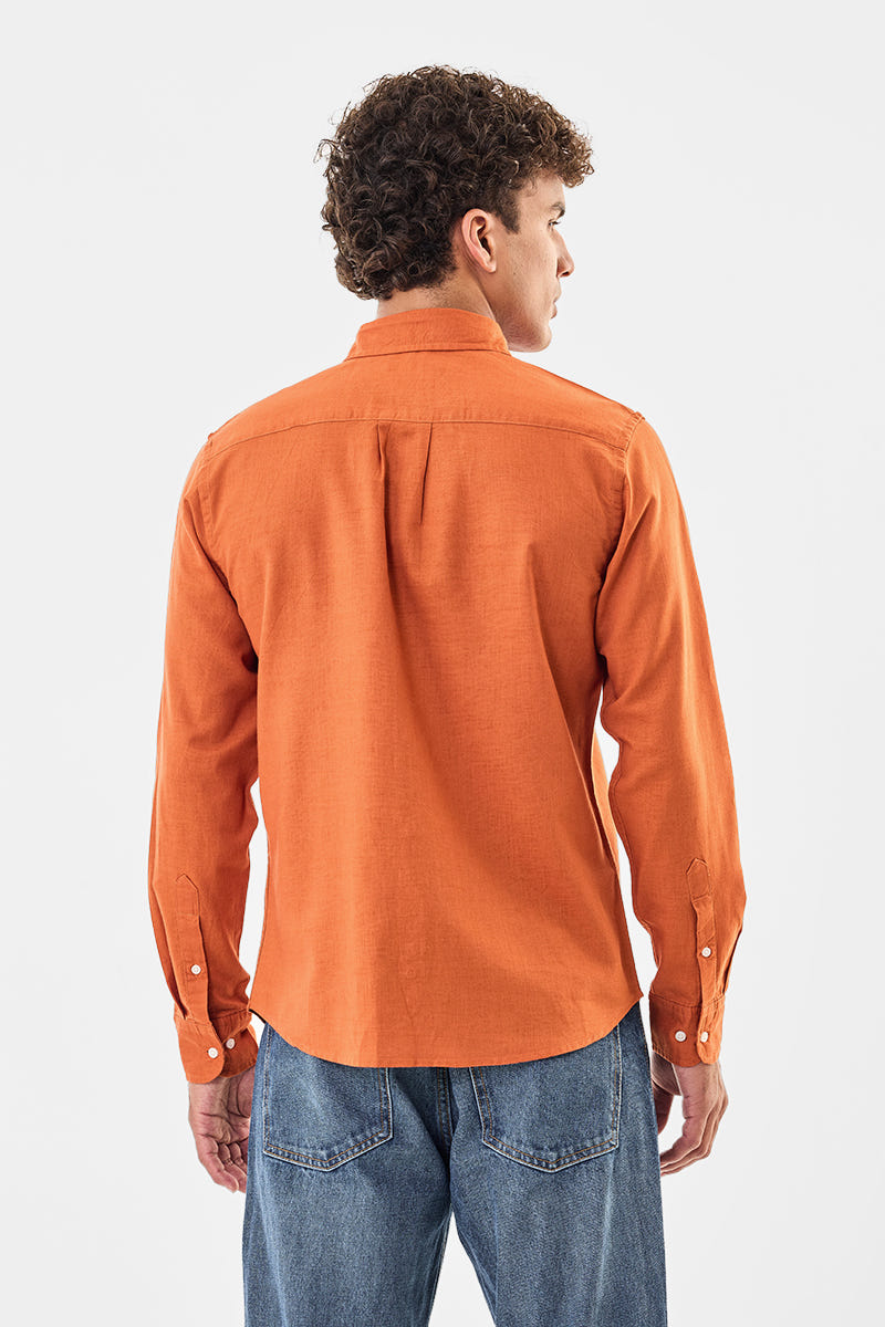 Terracotta Rust Pure Cotton Full-Sleeve Shirt with a Soft Rich Shade
