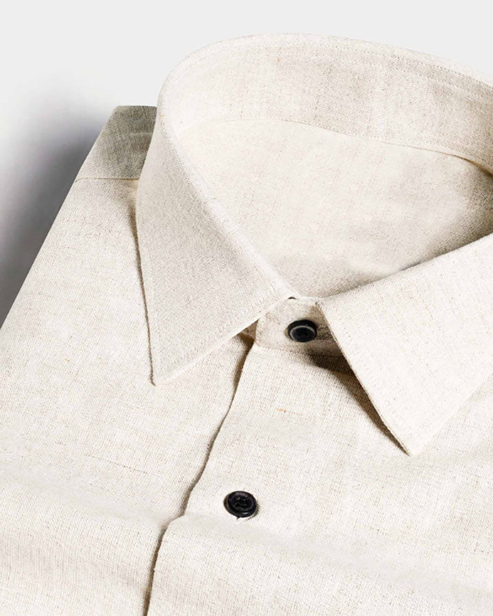 Classic Beige Cotton Full-Sleeve Shirt