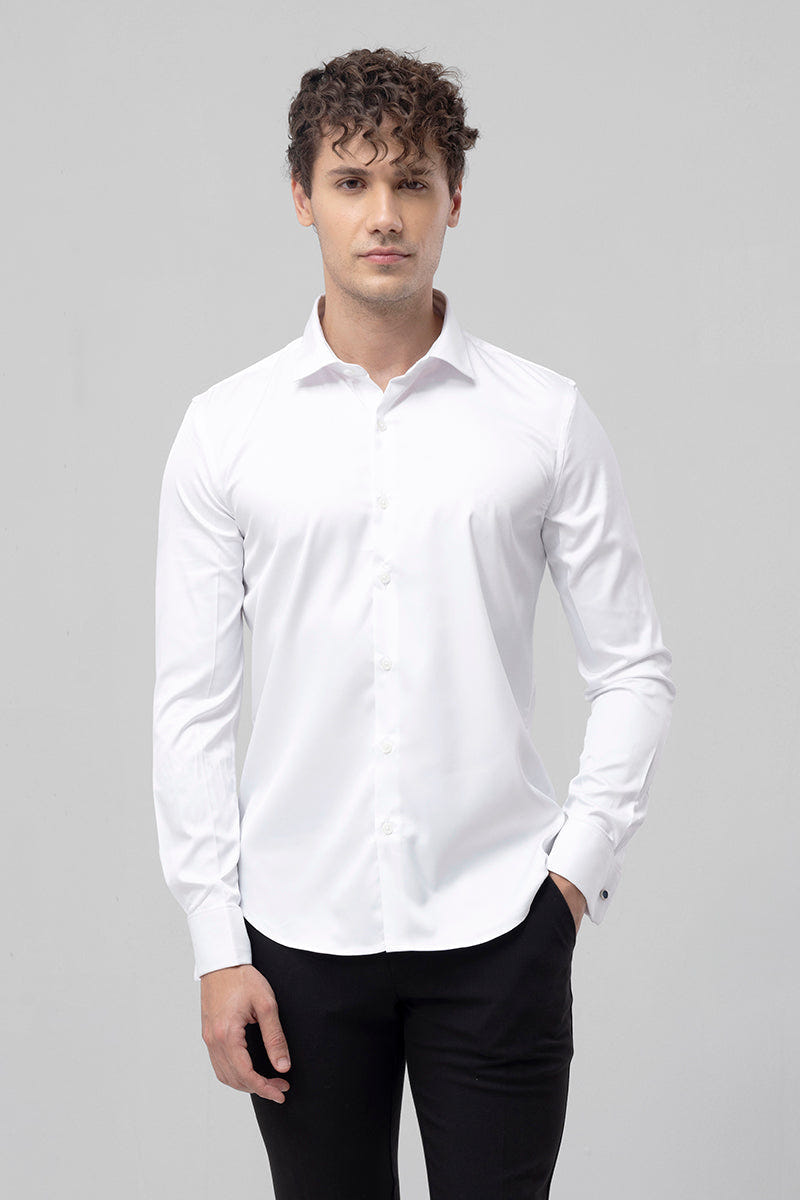 White Comfort-Fit Cotton Shirt for Office Wear