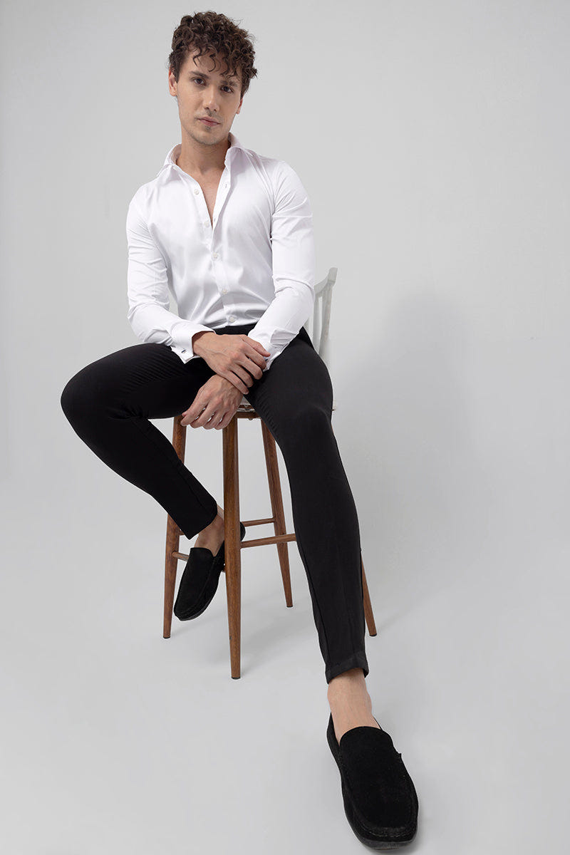 White Comfort-Fit Cotton Shirt for Office Wear