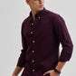 Dark Maroon Comfort-Fit Office Wear Shirt
