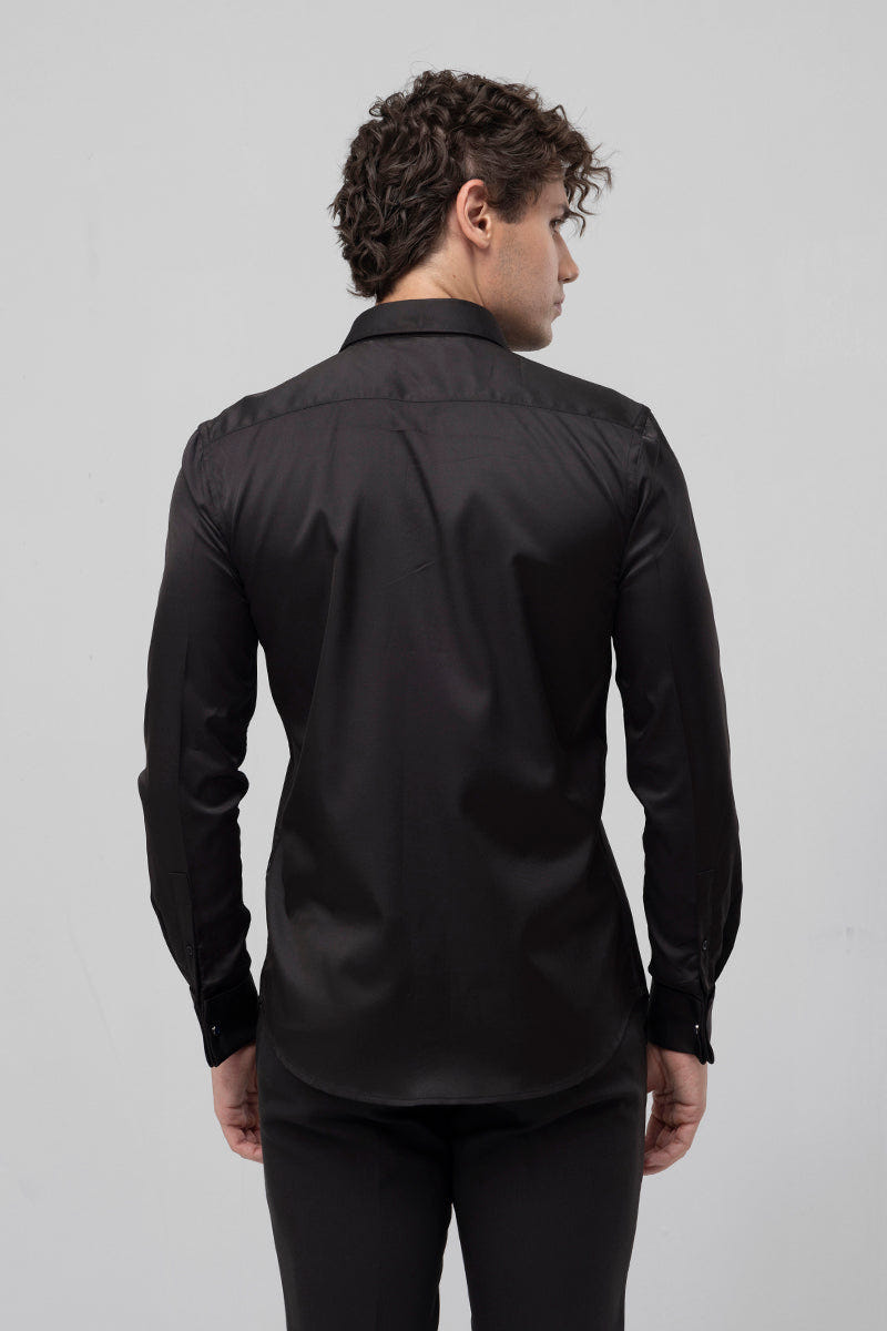 Black Smart-Fit Cotton Shirt for Work & Daily Use