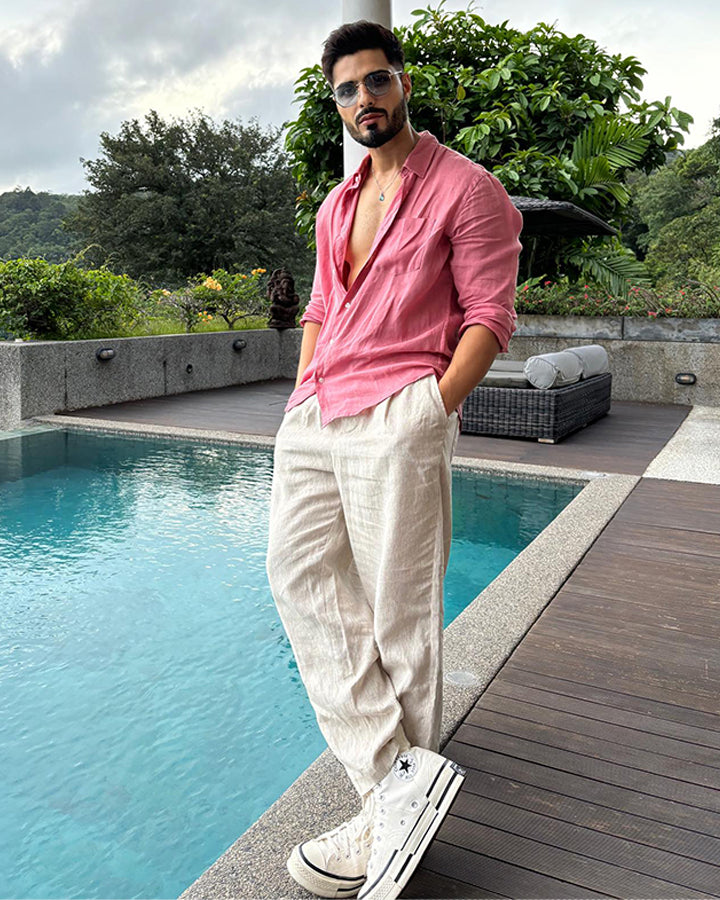 Light Pink Comfort-Fit Cotton Shirt