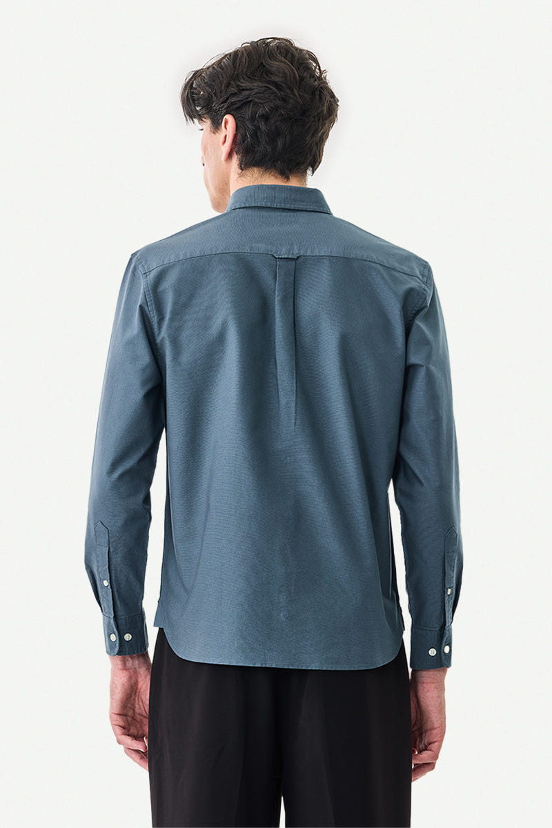 Neutral Slate Pure Cotton Full-Sleeve Shirt in a Calm Modern Shade