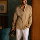 Beige Cotton Full Sleeve Shirt for Men – Savannah Charm Edition