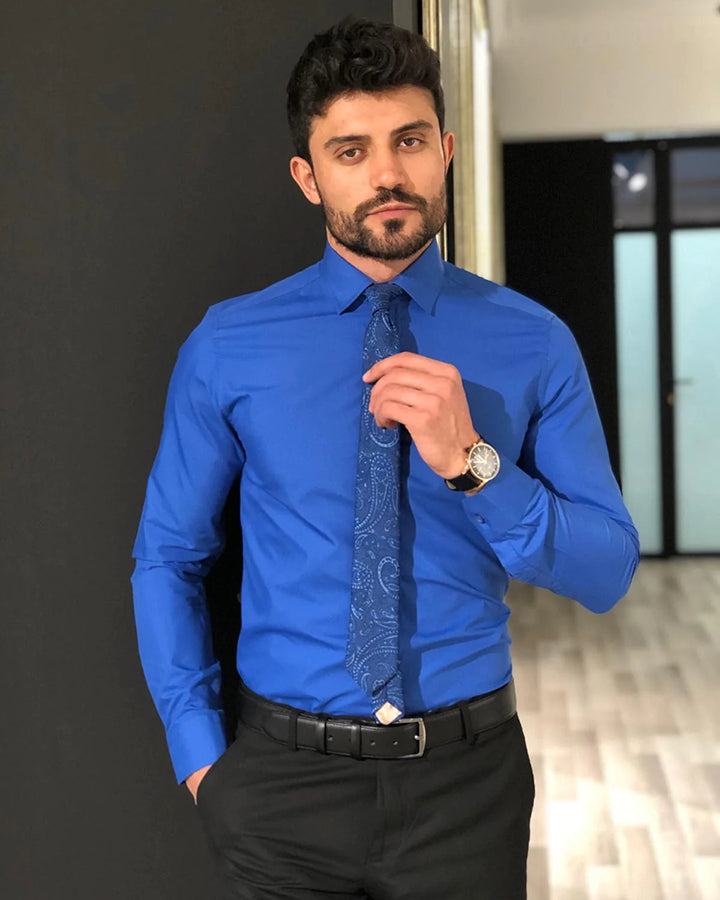 Attractive Navy Blue Colored Cotton Shirt