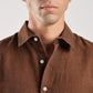 Brown Comfort-Fit Cotton Shirt Office Wear