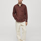 Dark Brown Cotton Long-Sleeve Shirt