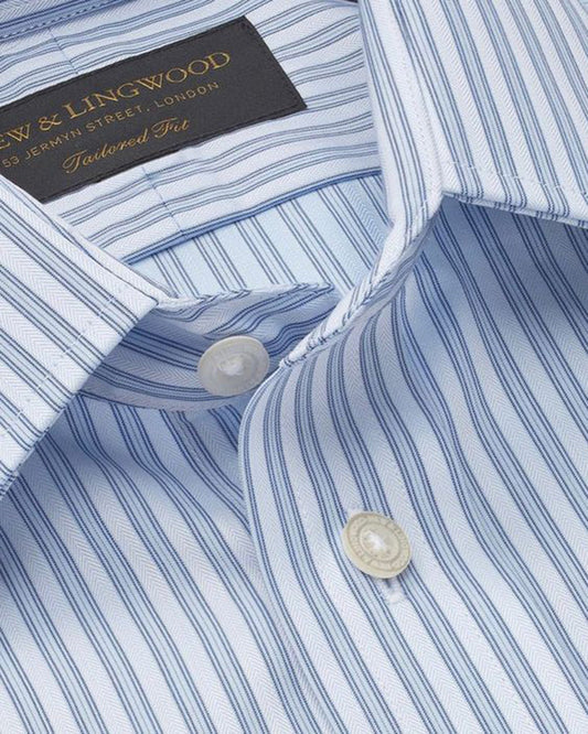 Formal Blue Cotton Striped Shirt