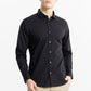 Matte Black Smooth Cotton Shirt with a Strong Contemporary Feel