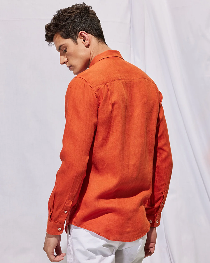 Royal Orange Colored Linen Shirt