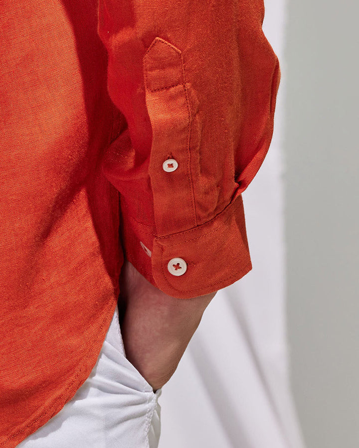 Royal Orange Colored Linen Shirt