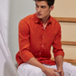 Royal Orange Colored Linen Shirt