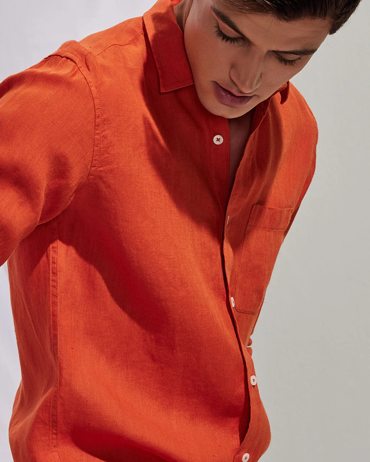 Royal Orange Colored Linen Shirt