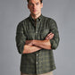 Olive Green Colored Checkered Cotton Shirt