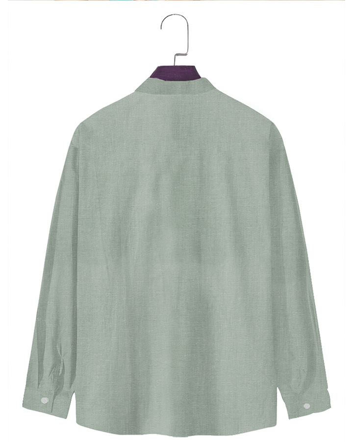 Casual Plain Light Green Cotton Shirt