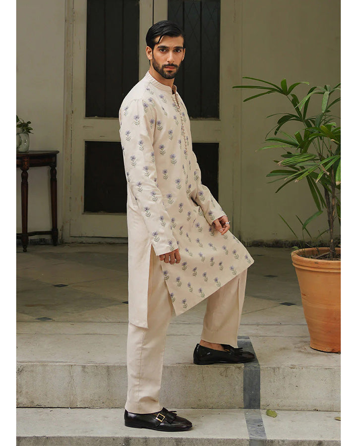 Peach Beige Colored Festive Kurta