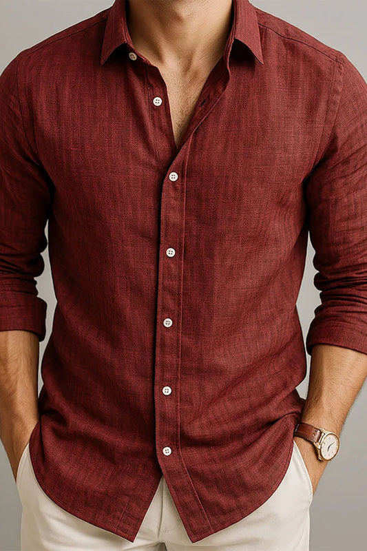 Maroon Cotton Full Sleeve Office Wear Shirt